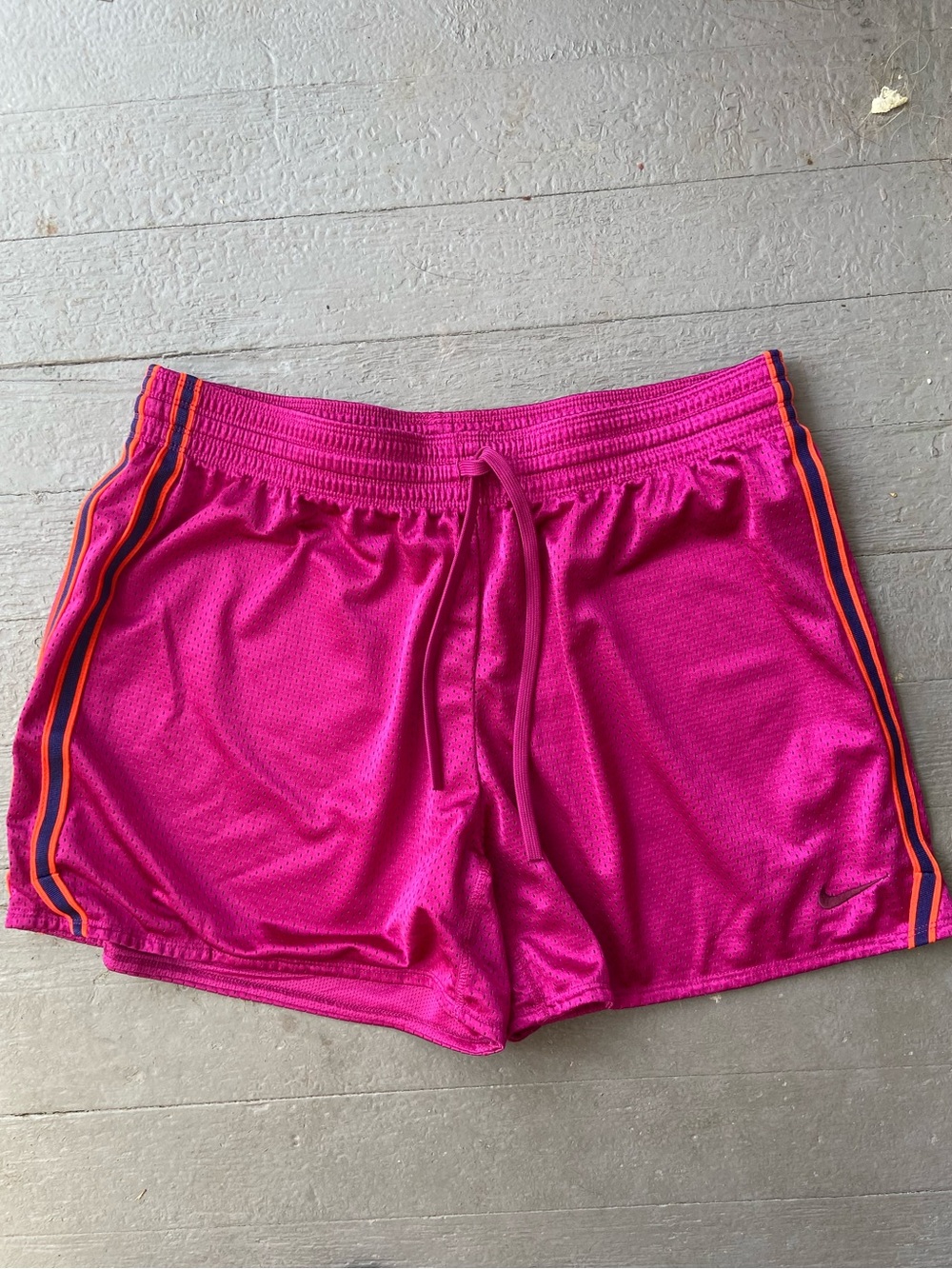 Nike Pink, Orange, Navy Dri-Fit Women’s Athletic Mesh Shorts Side Stripes Sz XL